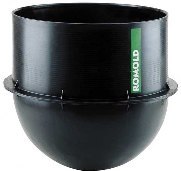 Rundboden zum Anschweißen von PE-Rohrstutzen, als Energieumwandlungsschacht.